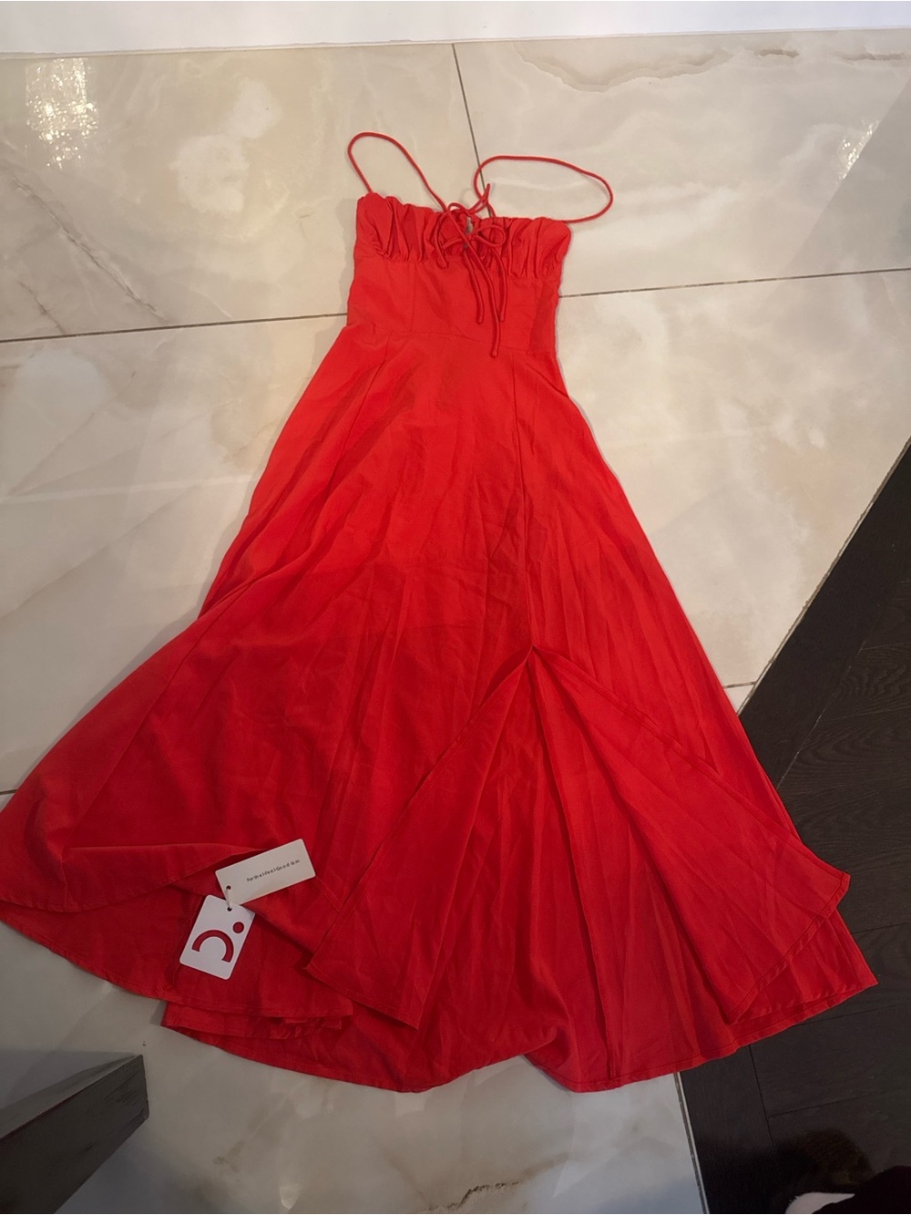 Commense Red Spaghetti-Strap Maxi Dress